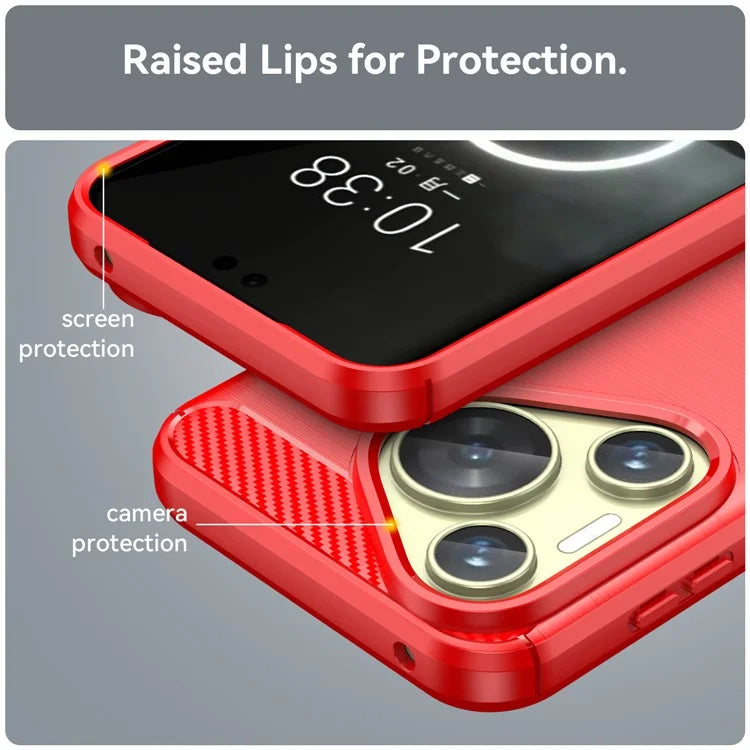 For Huawei P70 Case Brushed TPU Phone Back Cover Carbon Fiber Texture