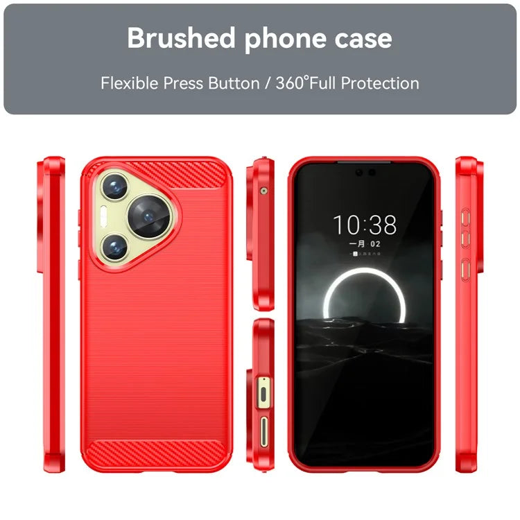 For Huawei P70 Case Brushed TPU Phone Back Cover Carbon Fiber Texture