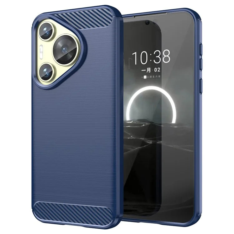 For Huawei P70 Case Brushed TPU Phone Back Cover Carbon Fiber Texture