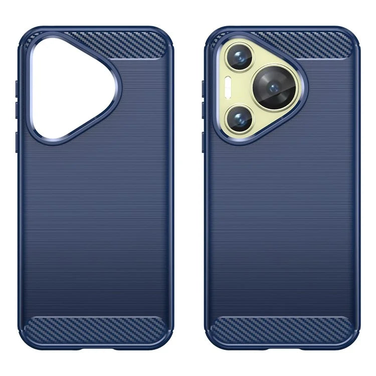For Huawei P70 Case Brushed TPU Phone Back Cover Carbon Fiber Texture