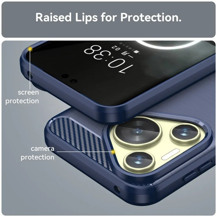 For Huawei P70 Case Brushed TPU Phone Back Cover Carbon Fiber Texture