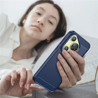 For Huawei P70 Case Brushed TPU Phone Back Cover Carbon Fiber Texture