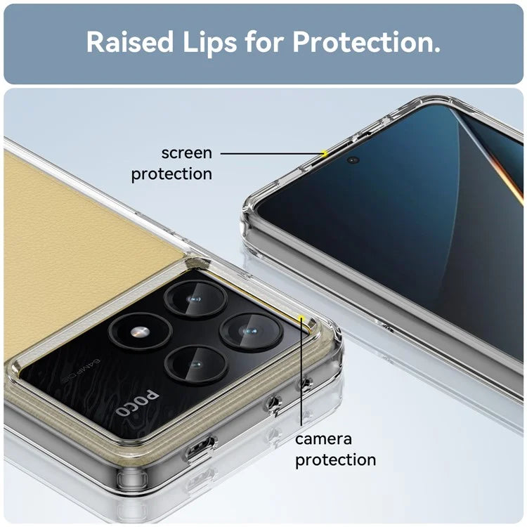 For Xiaomi Poco X6 Pro 5G / Redmi K70E 5G Case TPU Frame Clear Acrylic Back Cover
