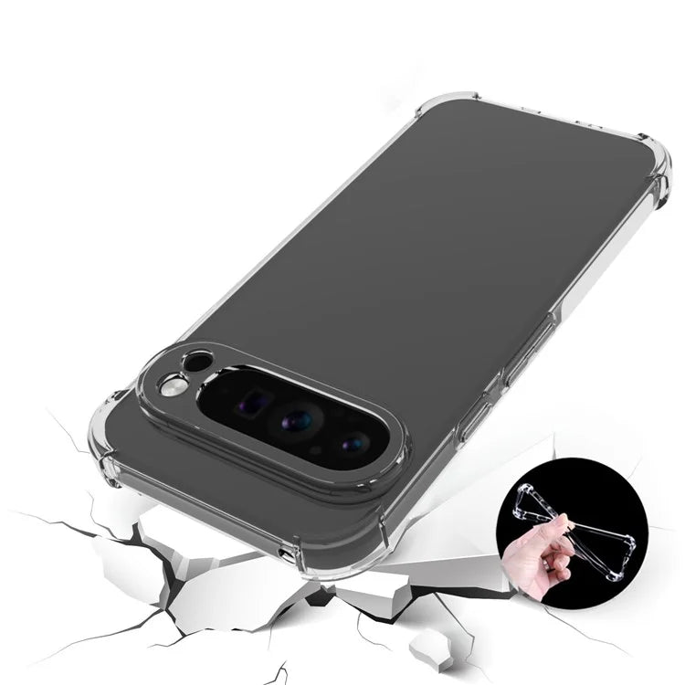 IDEWEI For Google Pixel 9 Pro Clear Case Four Corners Airbag Soft TPU Shockproof Phone Cover