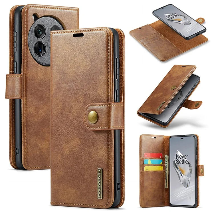 DG.MING for OnePlus 12 5G Case Detachable Split Leather Phone Cover with Stand Wallet