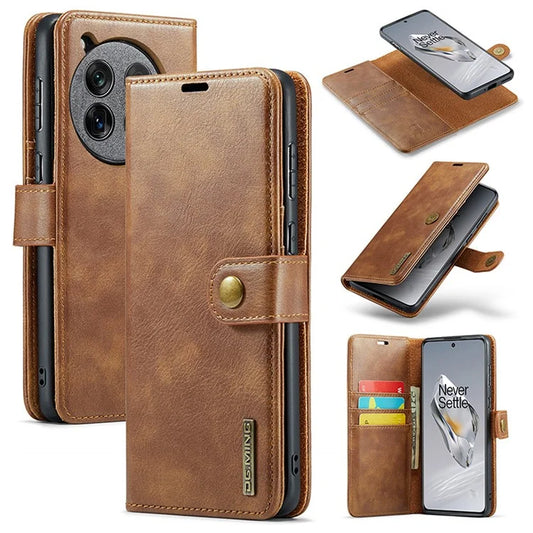 DG.MING for OnePlus 12 5G Case Detachable Split Leather Phone Cover with Stand Wallet