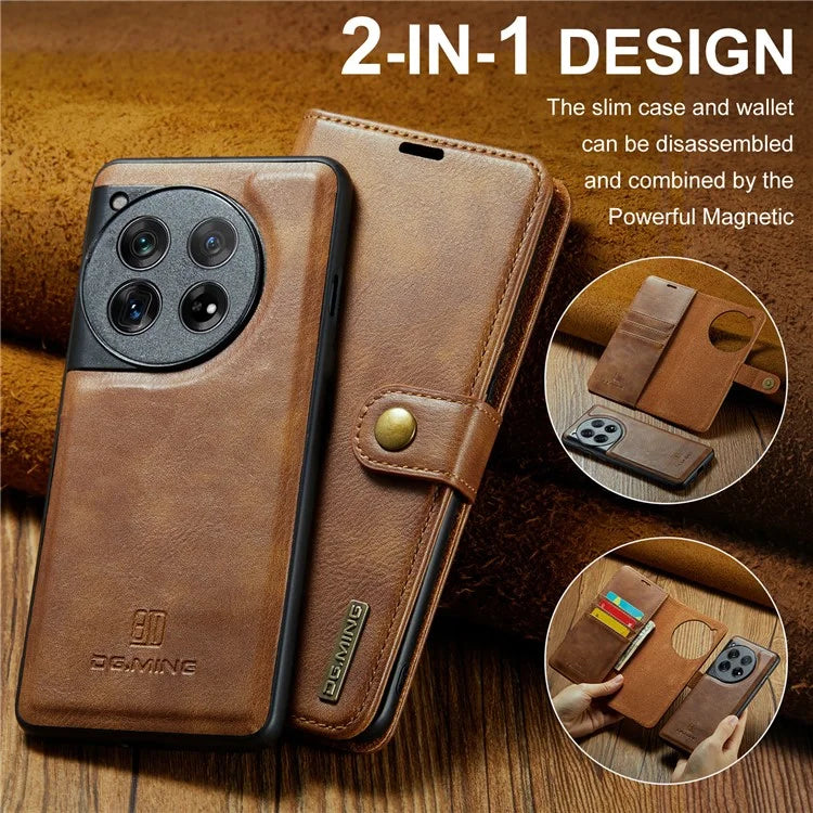 DG.MING for OnePlus 12 5G Case Detachable Split Leather Phone Cover with Stand Wallet