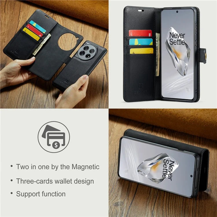 DG.MING for OnePlus 12 5G Case Detachable Split Leather Phone Cover with Stand Wallet