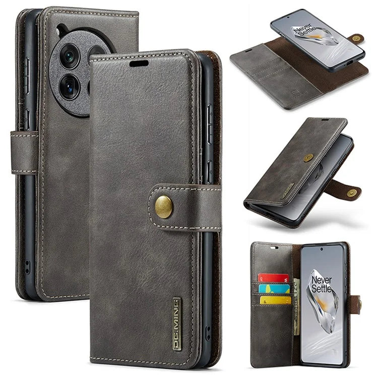 DG.MING for OnePlus 12 5G Case Detachable Split Leather Phone Cover with Stand Wallet