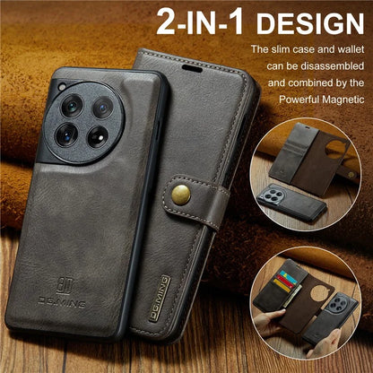 DG.MING for OnePlus 12 5G Case Detachable Split Leather Phone Cover with Stand Wallet