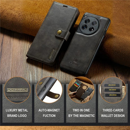 DG.MING for OnePlus 12 5G Case Detachable Split Leather Phone Cover with Stand Wallet