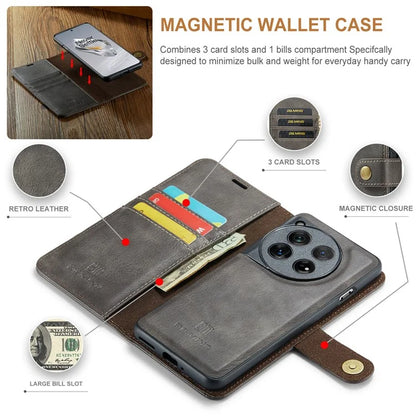 DG.MING for OnePlus 12 5G Case Detachable Split Leather Phone Cover with Stand Wallet