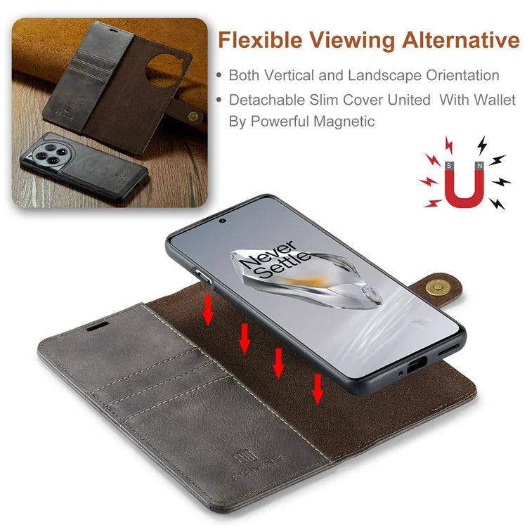 DG.MING for OnePlus 12 5G Case Detachable Split Leather Phone Cover with Stand Wallet
