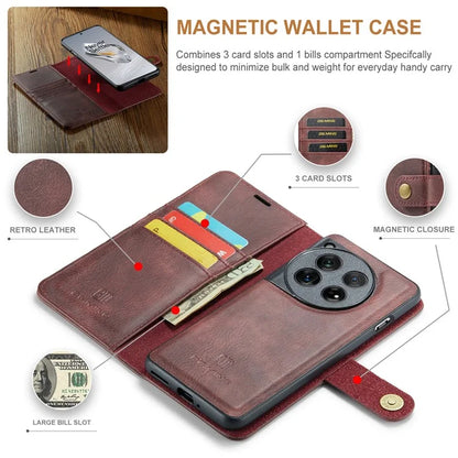 DG.MING for OnePlus 12 5G Case Detachable Split Leather Phone Cover with Stand Wallet