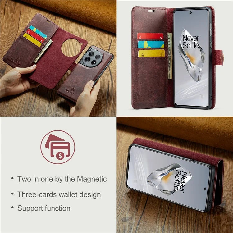 DG.MING for OnePlus 12 5G Case Detachable Split Leather Phone Cover with Stand Wallet