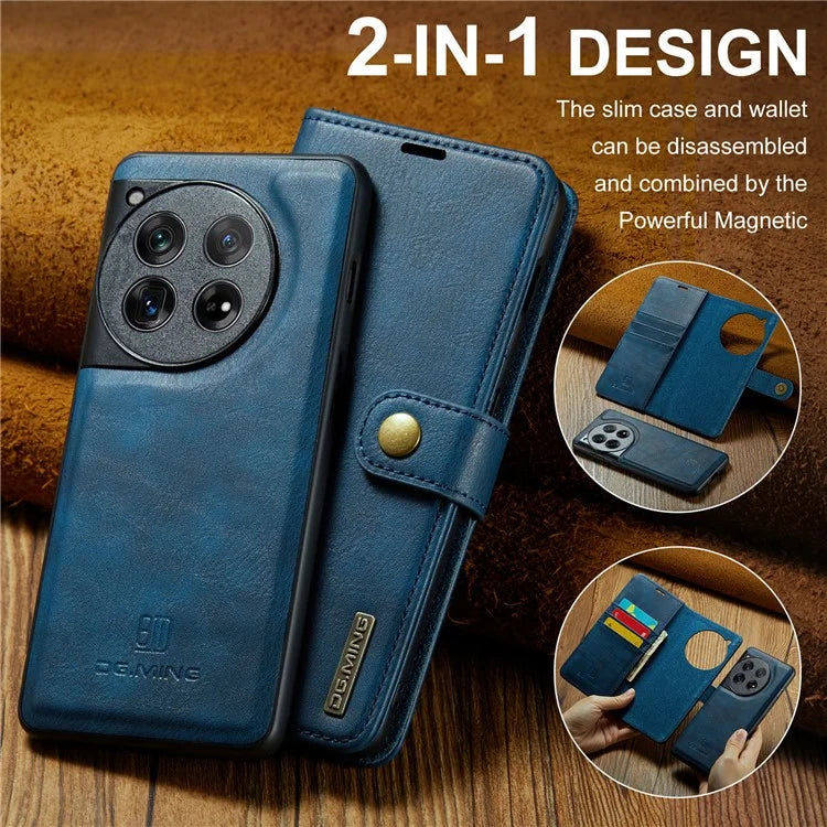 DG.MING for OnePlus 12 5G Case Detachable Split Leather Phone Cover with Stand Wallet