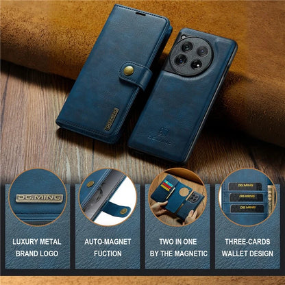 DG.MING for OnePlus 12 5G Case Detachable Split Leather Phone Cover with Stand Wallet
