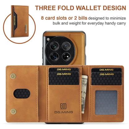 DG.MING M2 Series for OnePlus 12 5G Kickstand Case Detachable Magnetic Wallet Phone Cover