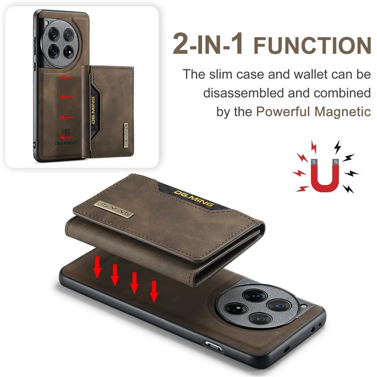 DG.MING M2 Series for OnePlus 12 5G Kickstand Case Detachable Magnetic Wallet Phone Cover