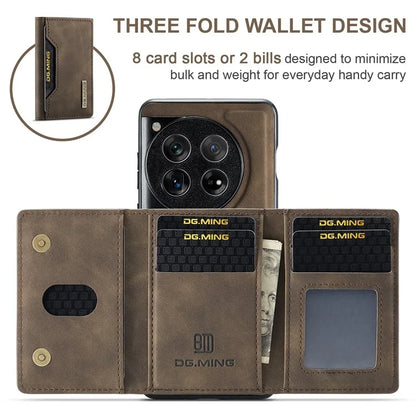 DG.MING M2 Series for OnePlus 12 5G Kickstand Case Detachable Magnetic Wallet Phone Cover