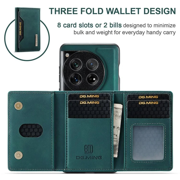 DG.MING M2 Series for OnePlus 12 5G Kickstand Case Detachable Magnetic Wallet Phone Cover