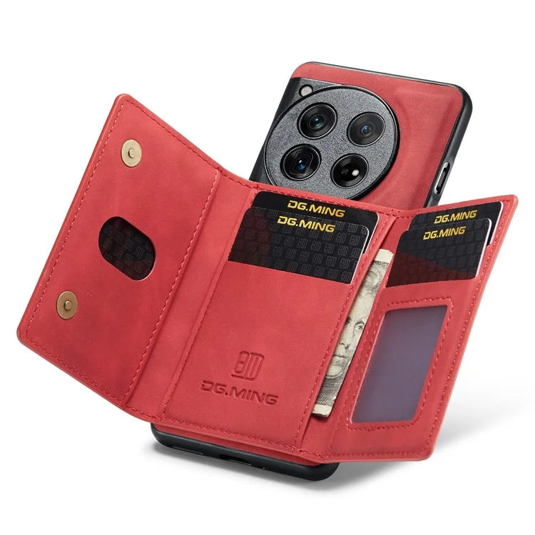 DG.MING M2 Series for OnePlus 12 5G Kickstand Case Detachable Magnetic Wallet Phone Cover