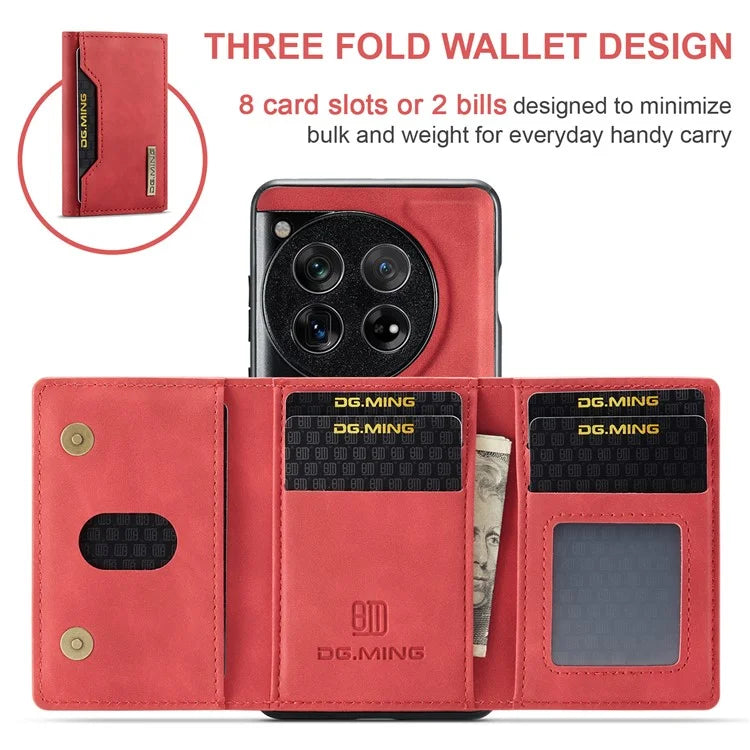 DG.MING M2 Series for OnePlus 12 5G Kickstand Case Detachable Magnetic Wallet Phone Cover