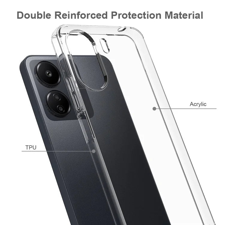 For Xiaomi Redmi 13C 4G / Poco C65 4G Clear Case TPU+Acrylic Anti-Scratch Phone Cover