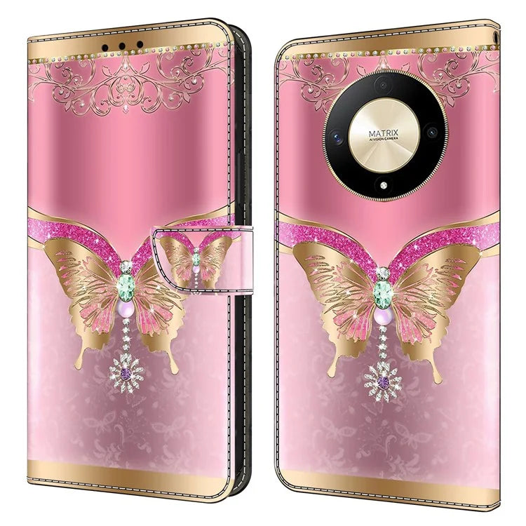 For Honor Magic6 Lite 5G / X9b 5G Wallet Case Anti-Drop 3D Pattern Printing Phone Cover