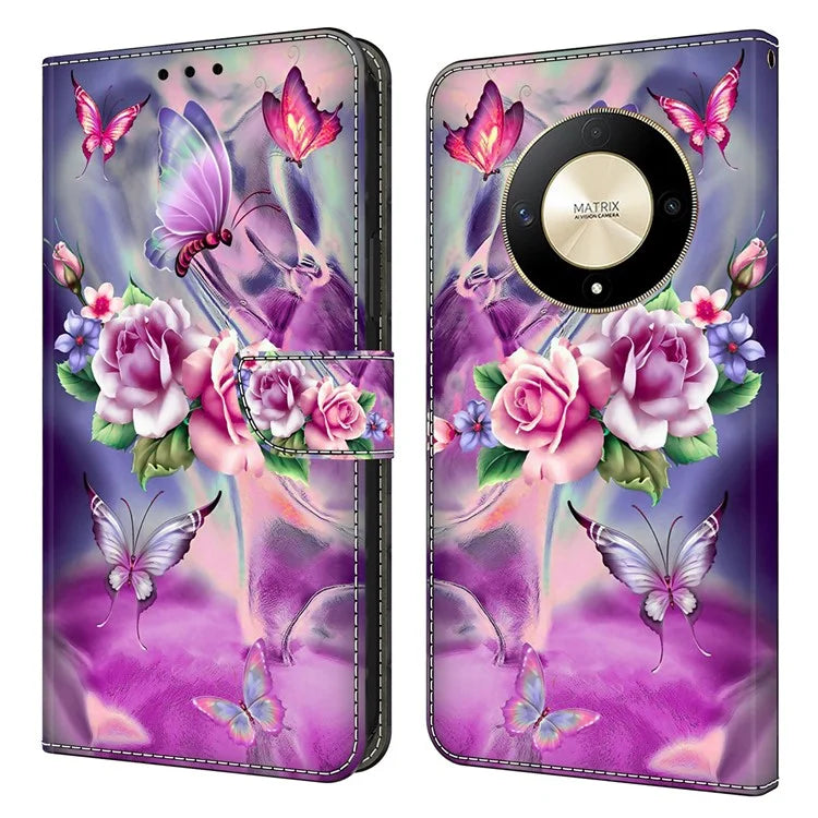 For Honor Magic6 Lite 5G / X9b 5G Wallet Case Anti-Drop 3D Pattern Printing Phone Cover