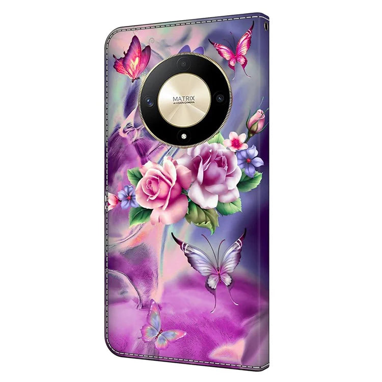 For Honor Magic6 Lite 5G / X9b 5G Wallet Case Anti-Drop 3D Pattern Printing Phone Cover
