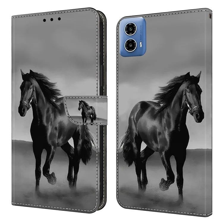 For Motorola Moto G34 5G Case PU Leather 3D Pattern Wallet Phone Cover with Standing Function