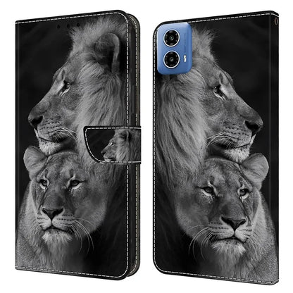 For Motorola Moto G34 5G Case PU Leather 3D Pattern Wallet Phone Cover with Standing Function