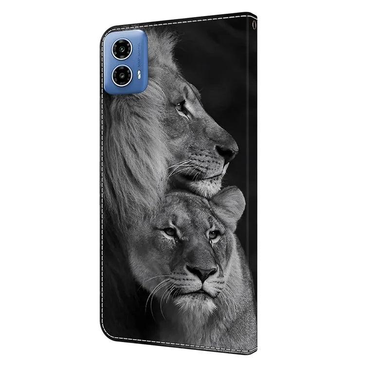 For Motorola Moto G34 5G Case PU Leather 3D Pattern Wallet Phone Cover with Standing Function