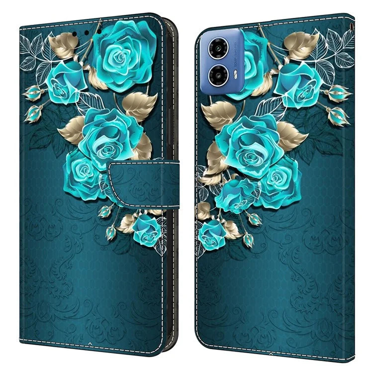 For Motorola Moto G34 5G Case PU Leather 3D Pattern Wallet Phone Cover with Standing Function