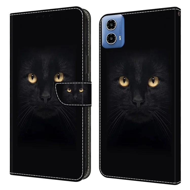 For Motorola Moto G34 5G Case PU Leather 3D Pattern Wallet Phone Cover with Standing Function