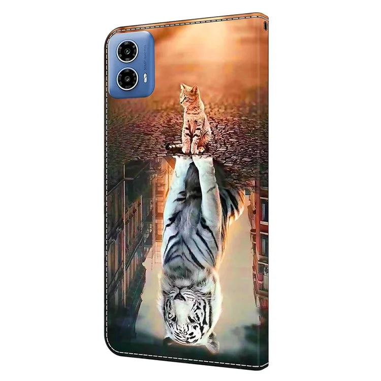 For Motorola Moto G34 5G Case PU Leather 3D Pattern Wallet Phone Cover with Standing Function