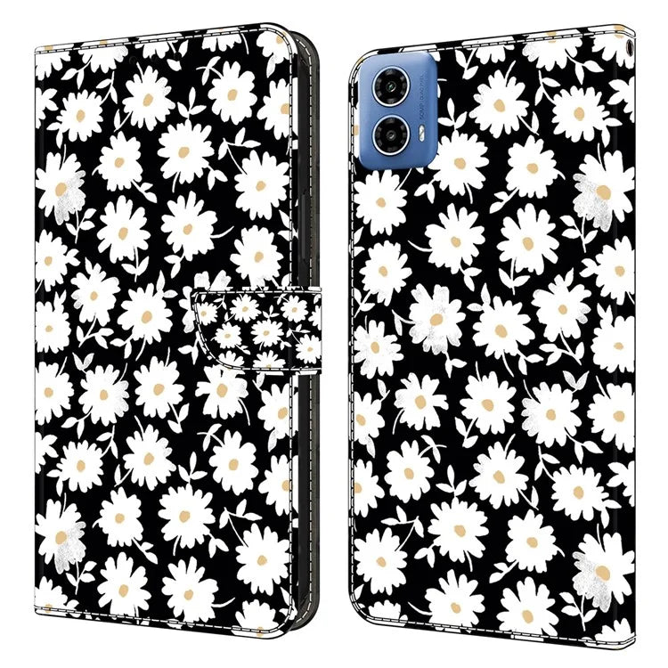 For Motorola Moto G34 5G Case PU Leather 3D Pattern Wallet Phone Cover with Standing Function