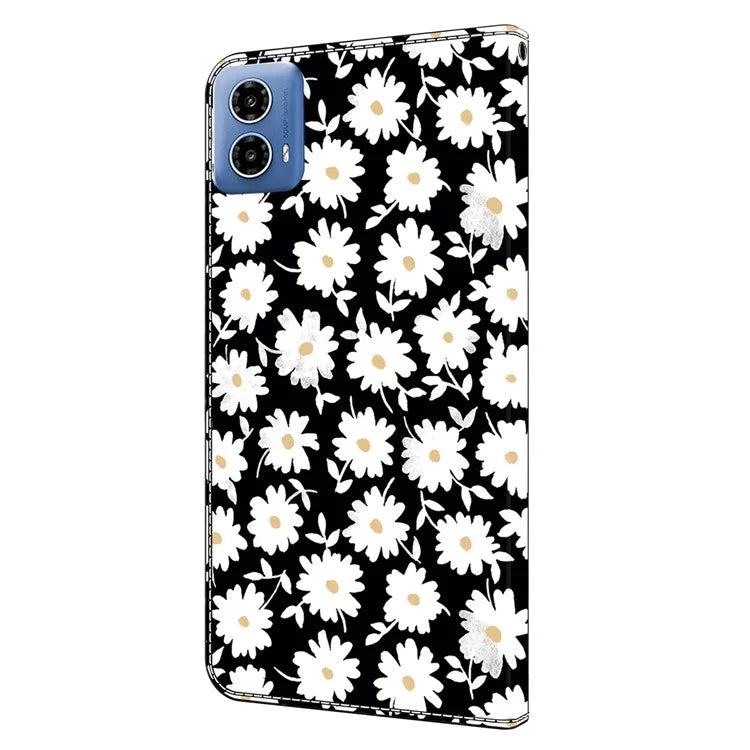 For Motorola Moto G34 5G Case PU Leather 3D Pattern Wallet Phone Cover with Standing Function