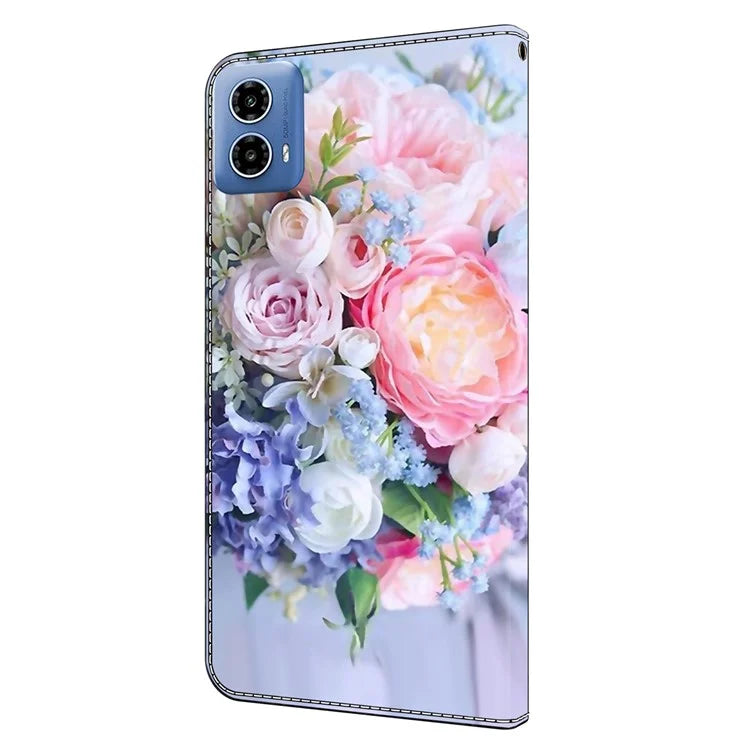 For Motorola Moto G34 5G Case PU Leather 3D Pattern Wallet Phone Cover with Standing Function