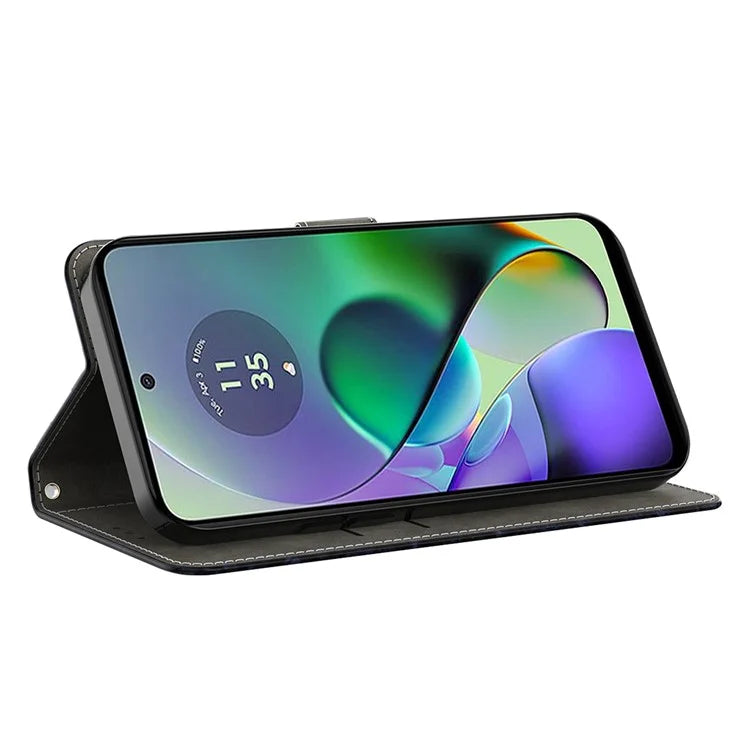 For Motorola Moto G34 5G Case PU Leather 3D Pattern Wallet Phone Cover with Standing Function