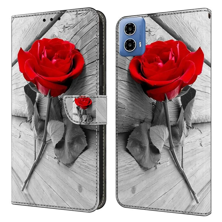 For Motorola Moto G34 5G Case PU Leather 3D Pattern Wallet Phone Cover with Standing Function