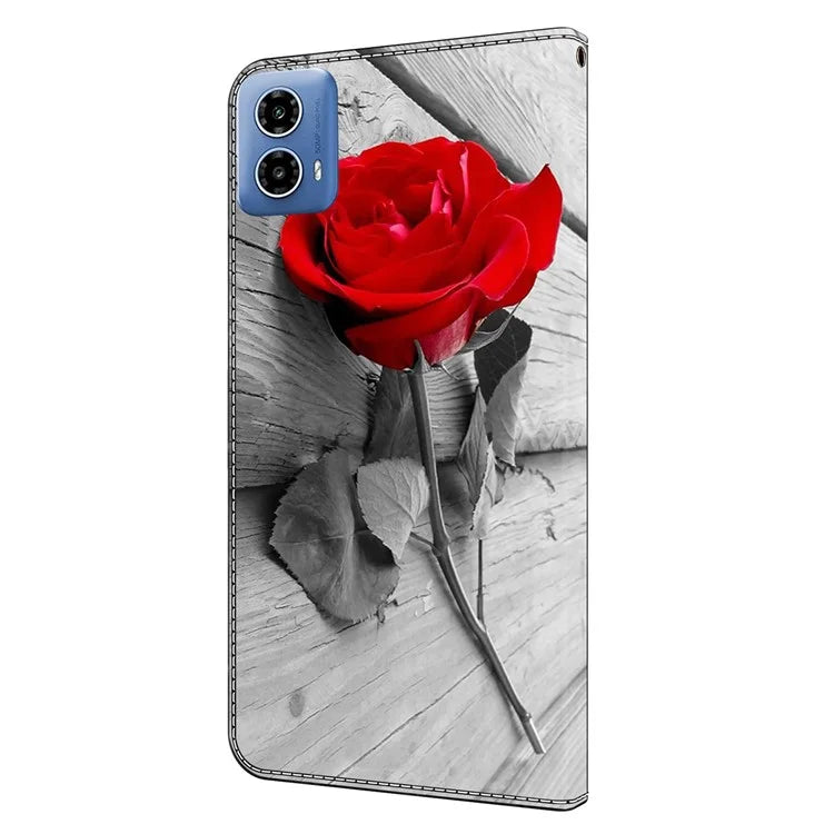 For Motorola Moto G34 5G Case PU Leather 3D Pattern Wallet Phone Cover with Standing Function