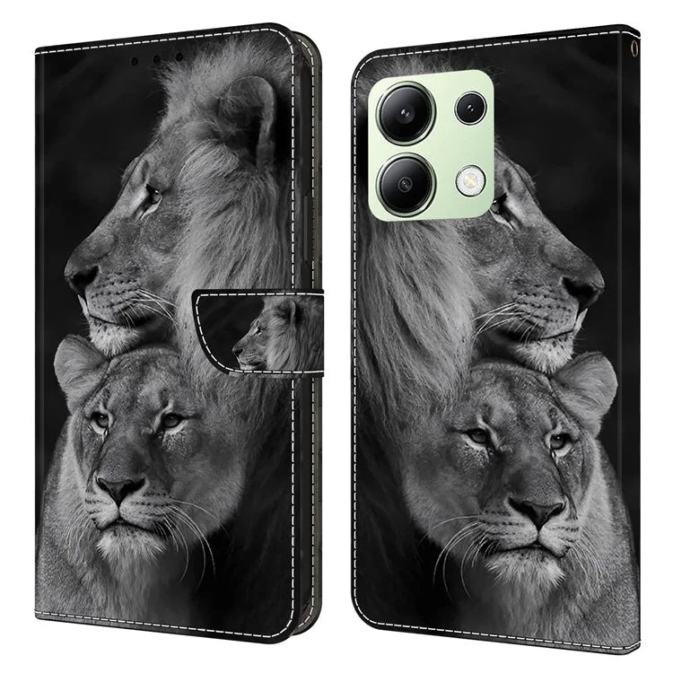 For Xiaomi Redmi Note 13 4G Leather Case 3D Pattern Printed Stand Wallet Phone Cover