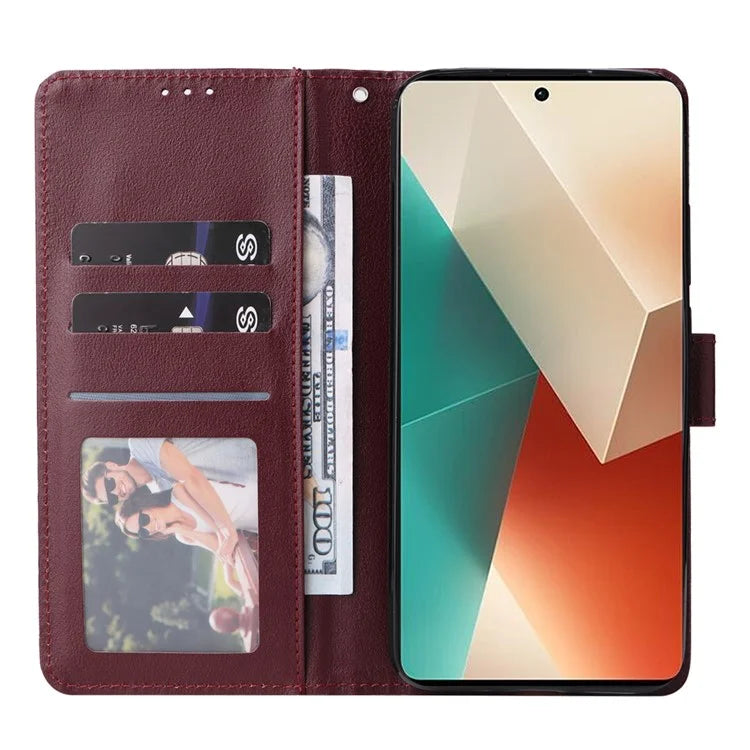 For Xiaomi Redmi Note 13 5G PU Leather Phone Case Card Slots Magnetic Closure Flip Cover