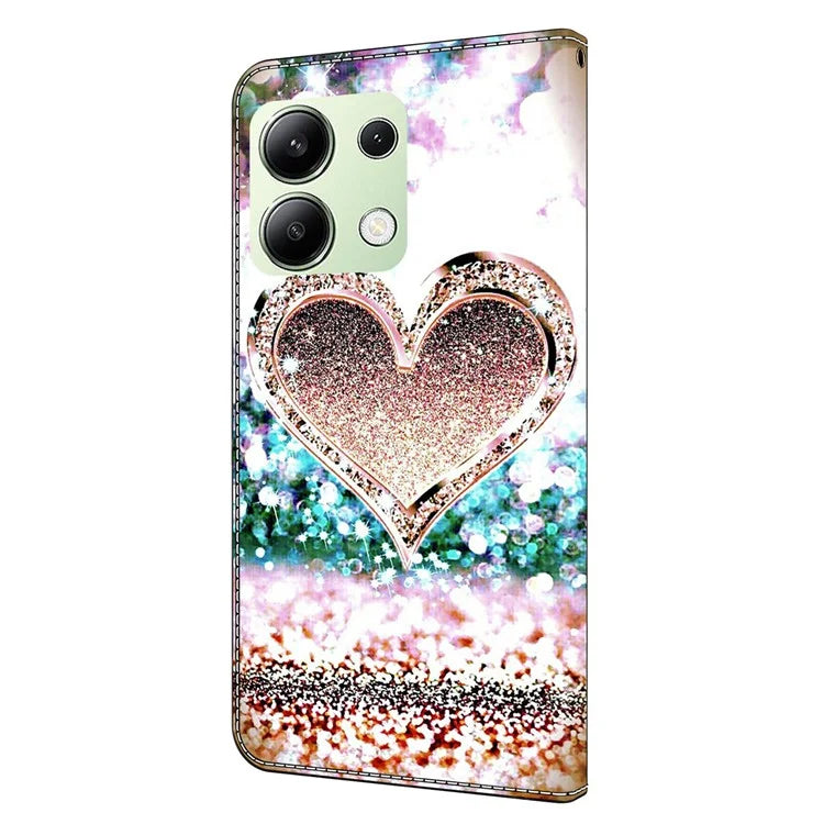 For Xiaomi Redmi Note 13 4G Wallet Phone Case Anti-Fall 3D Pattern Printing Leather Flip Cover