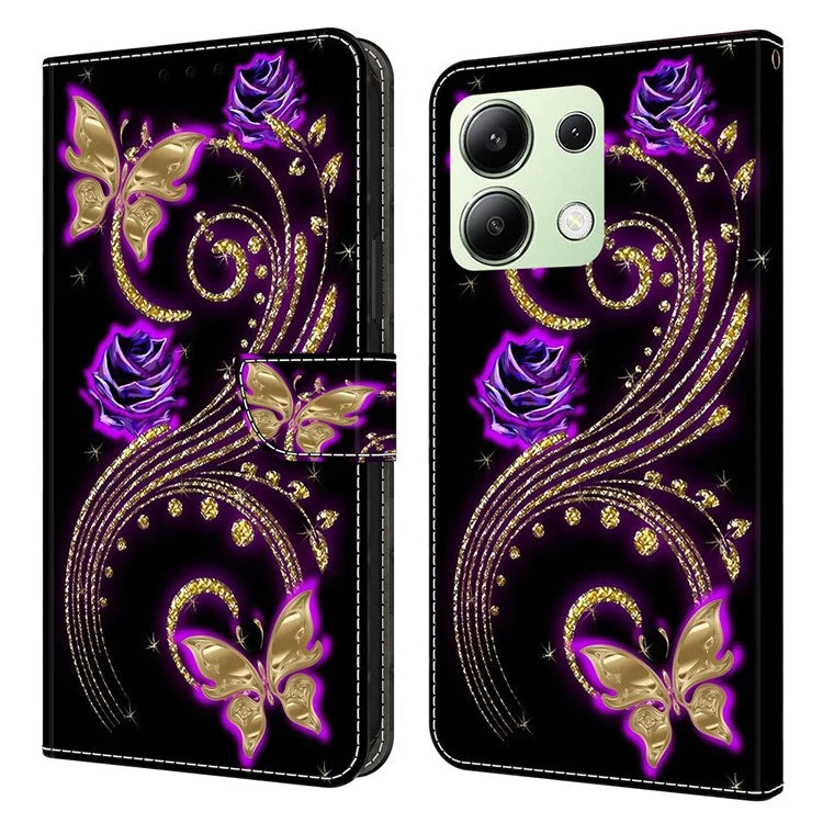 For Xiaomi Redmi Note 13 4G Wallet Phone Case Anti-Fall 3D Pattern Printing Leather Flip Cover