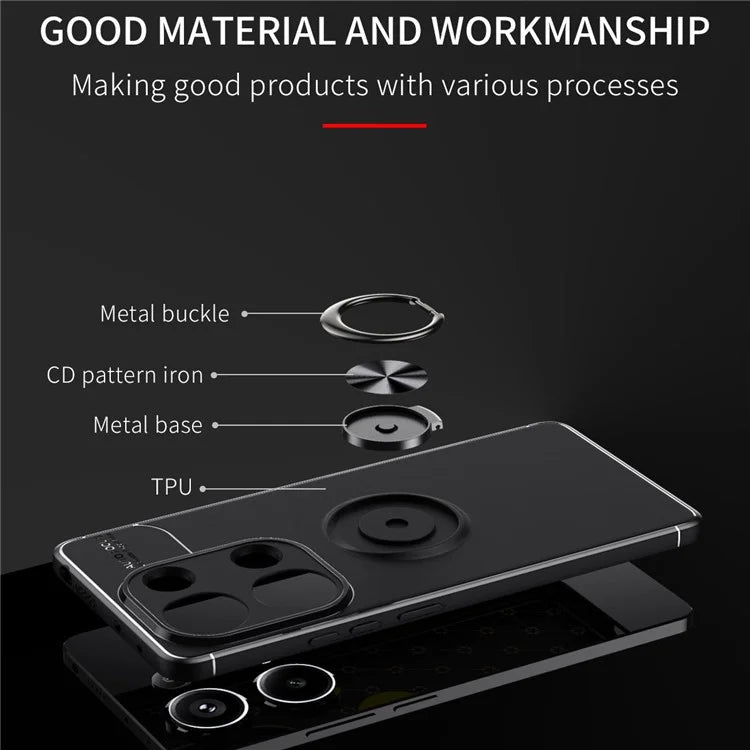 For Xiaomi Redmi Note 13 Pro 4G / Poco M6 Pro 4G Case TPU Phone Cover with Ring Kickstand