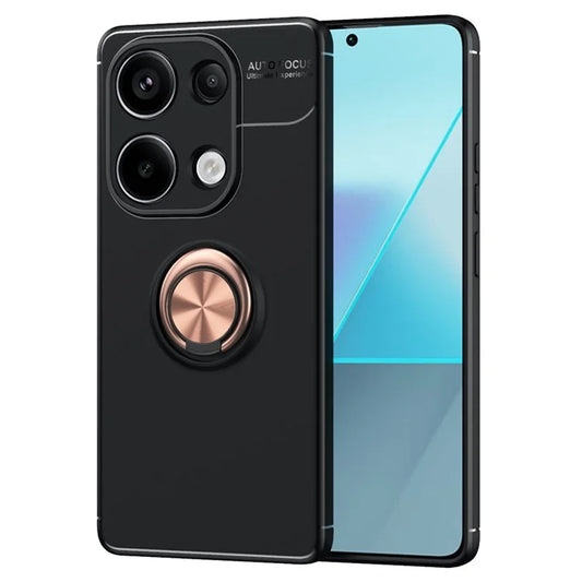 For Xiaomi Redmi Note 13 Pro 4G / Poco M6 Pro 4G Case TPU Phone Cover with Ring Kickstand  /  Rose Gold