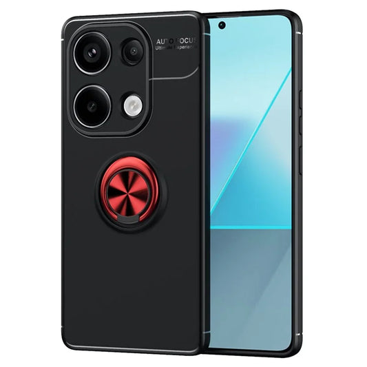 For Xiaomi Redmi Note 13 Pro 4G / Poco M6 Pro 4G Case TPU Phone Cover with Ring Kickstand  /  Red